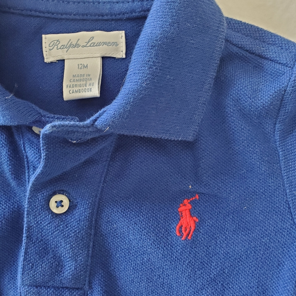 VGUC Ralph Lauren The Iconic Mesh Polo Shirt in Royal Blue- 12M baby boy - Picture 2 of 3